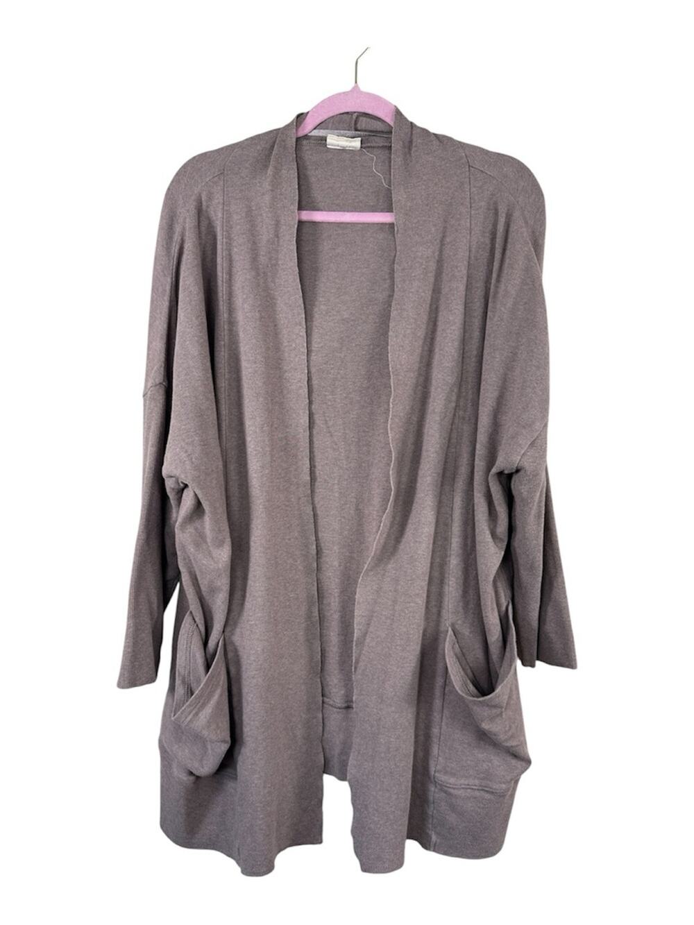 Pact Beige Organic Cotton Duster Cardigan Sweater Womens L Casual Longline